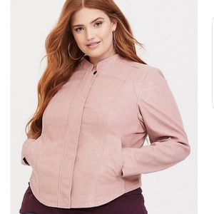 Blush Pink Faux Leather Moto Jacket